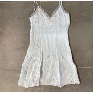 Red Chilli M Pale Blue Long Camisole with Tulle Edging, Pintucks & Full Lining